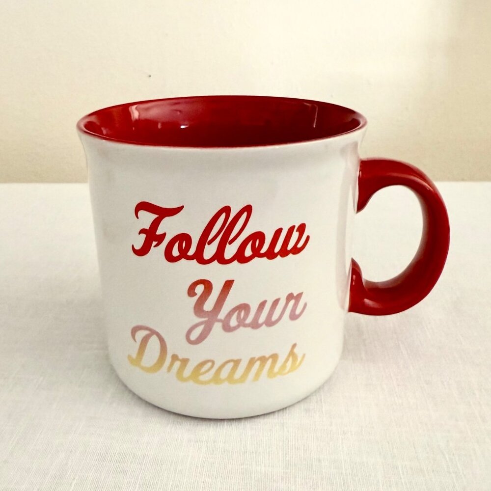 Darbie Angell Follow Your Dreams Large Ceramic Mug 18oz Motivational Coffee Cup